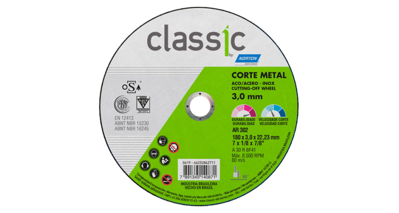 DISCO DE CORTE AR302 7" (180X3X22) CLASS - UN