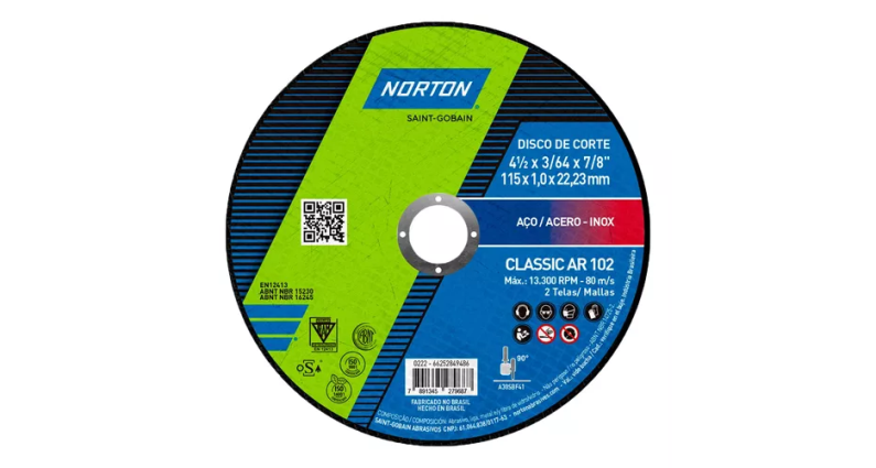 DISCO DE CORTE AR102 4,5" 1.0MM (115X1X22) NT - UN