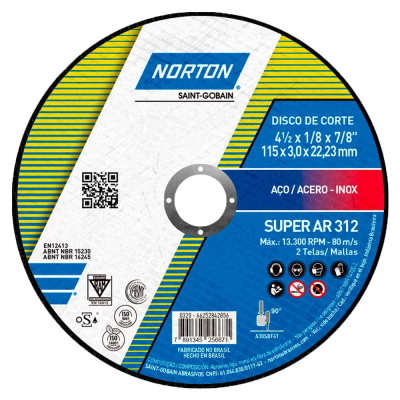 DISCO DE CORTE AR312 4,5"(115X3X22)SUPER - UN